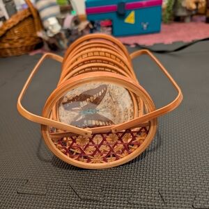 Vintage Rattan Butterfly Coasters Set
